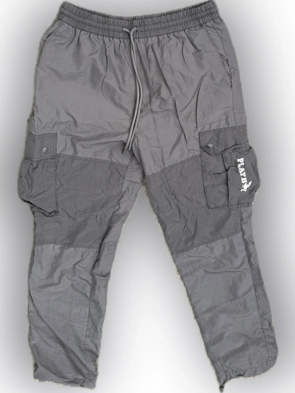 PLAYBOY Men's Gray Cargo Shorts with White Logo